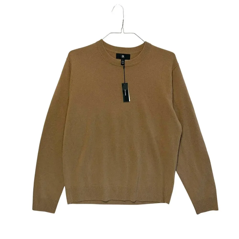 Banana Republic Cashmere Crew-Neck Sweater NWT Men's Sz L Brown Long Sleeve Knit